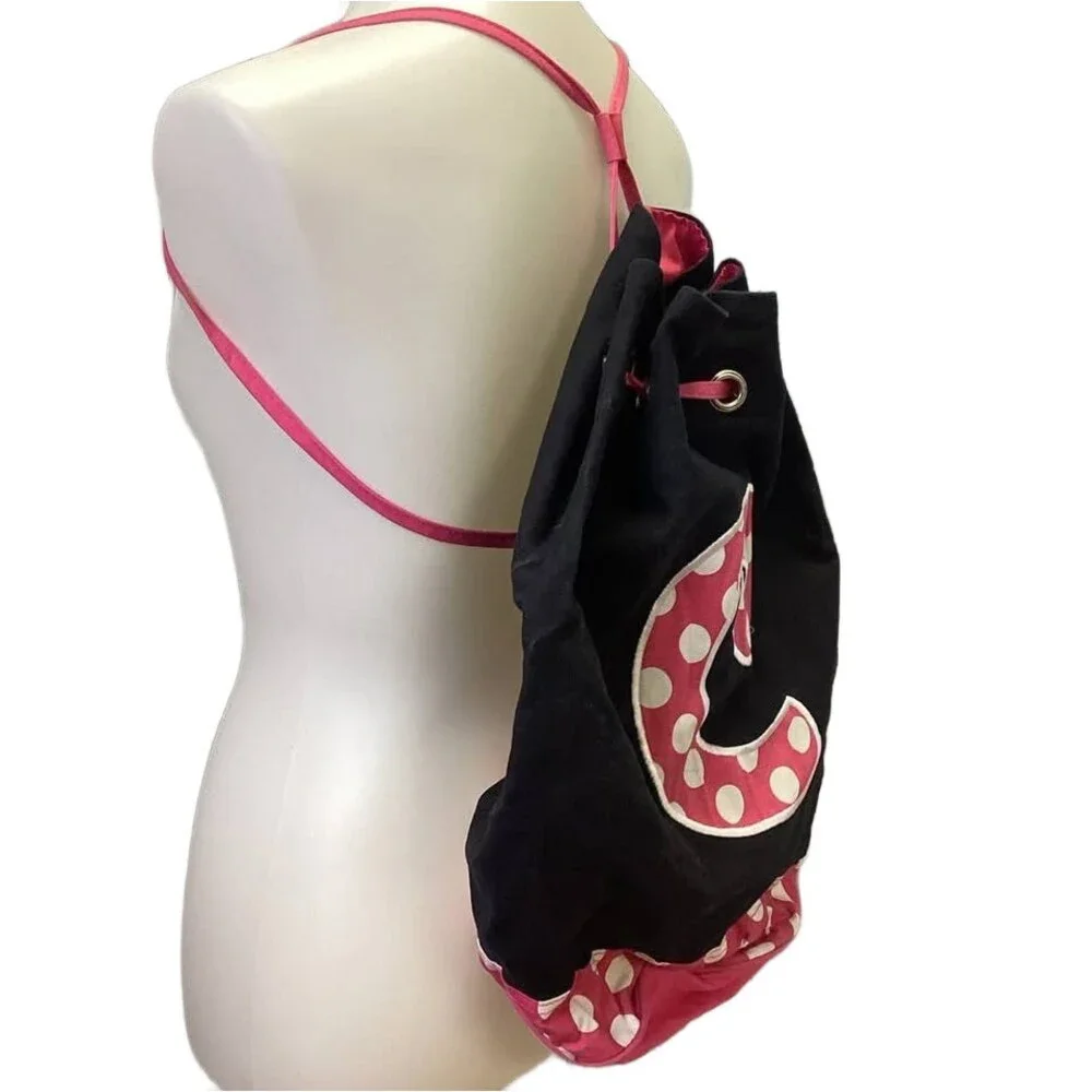 Unbranded C Monogram Pink Polka Dot Canvas Drawstring Backpack Duffle Bag